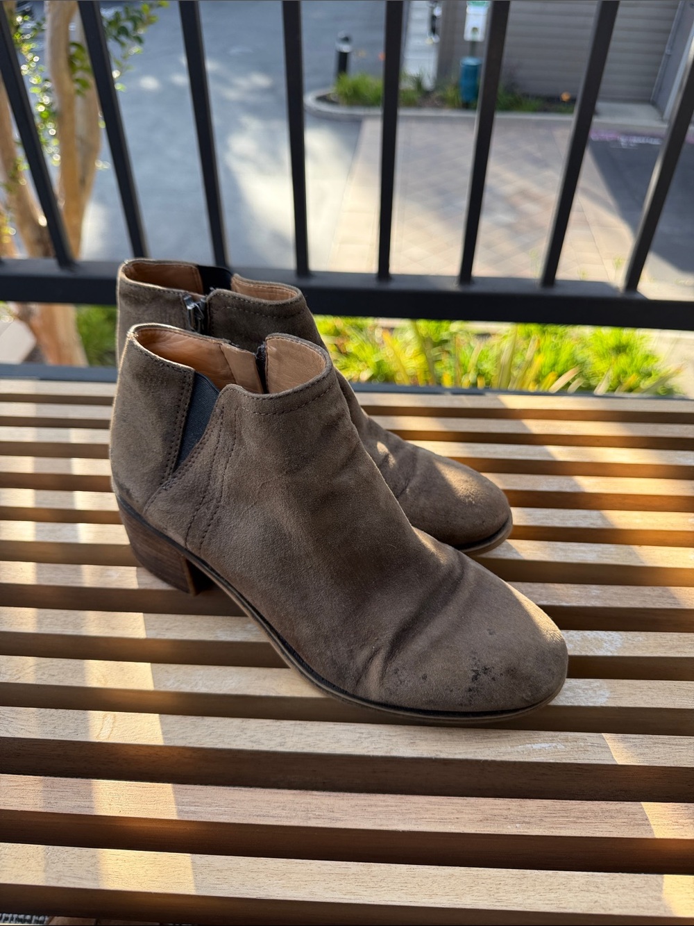 Franco Sarto Suede Ankle Booties in Taupe